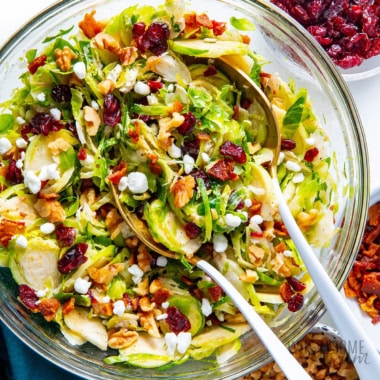 Brussels sprout salad in a bowl.