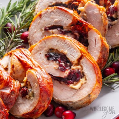Turkey roulade close up.